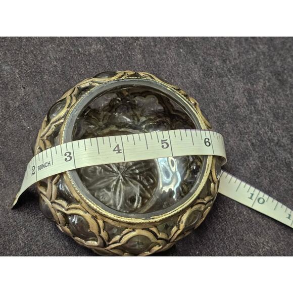 Vintage Brass Silver Tone Baroque Hand Blown Glass Bohemian Boho Apothecary Jar - Picture 8 of 9